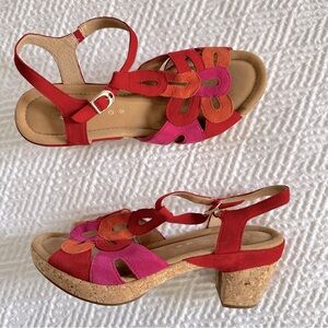 Sz 12 Wide GABOR Comfort Chunky Heel Suede Sandals